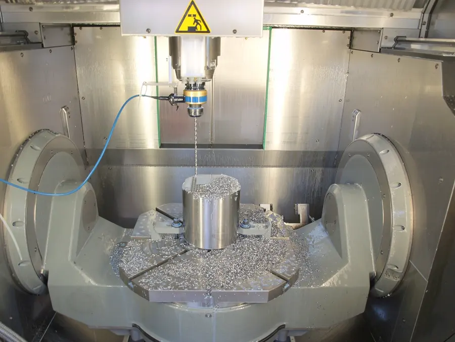 Vertical machining centre drilling a workpiece